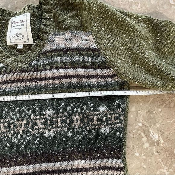 One on One vintage long sleeve v neck green sweater size large - Picture 8 of 9